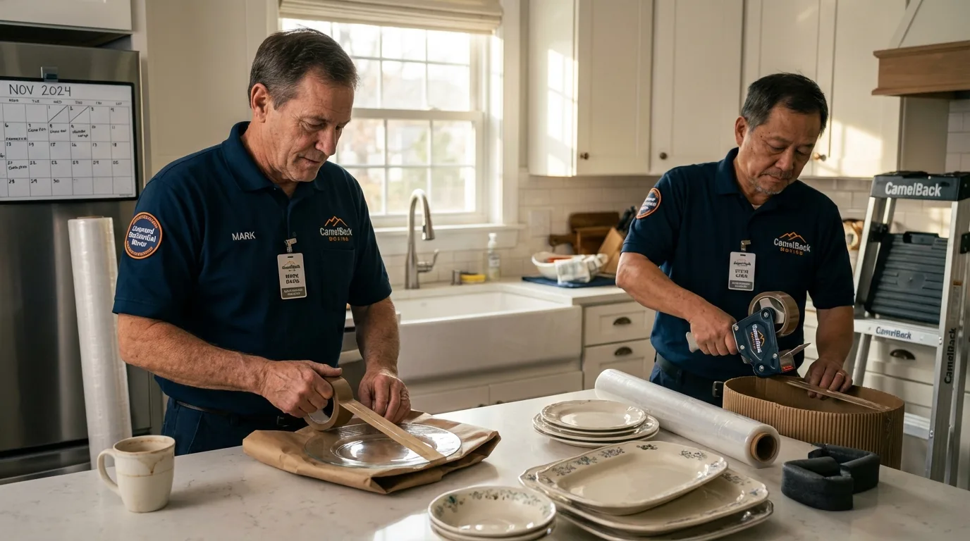 Professional crew packing kitchen dishware in Sheridan, WY